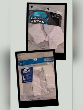 STARTER 8 White Boys Crew Socks & 6 JCP quarter Socks
